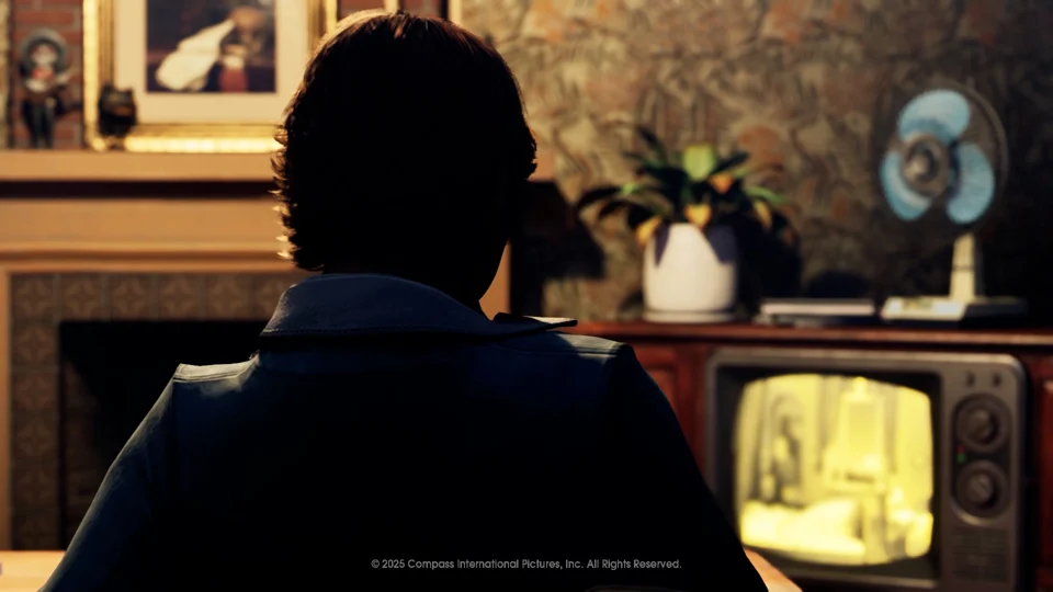 Michael watching a seated civilian in the stalking announcement